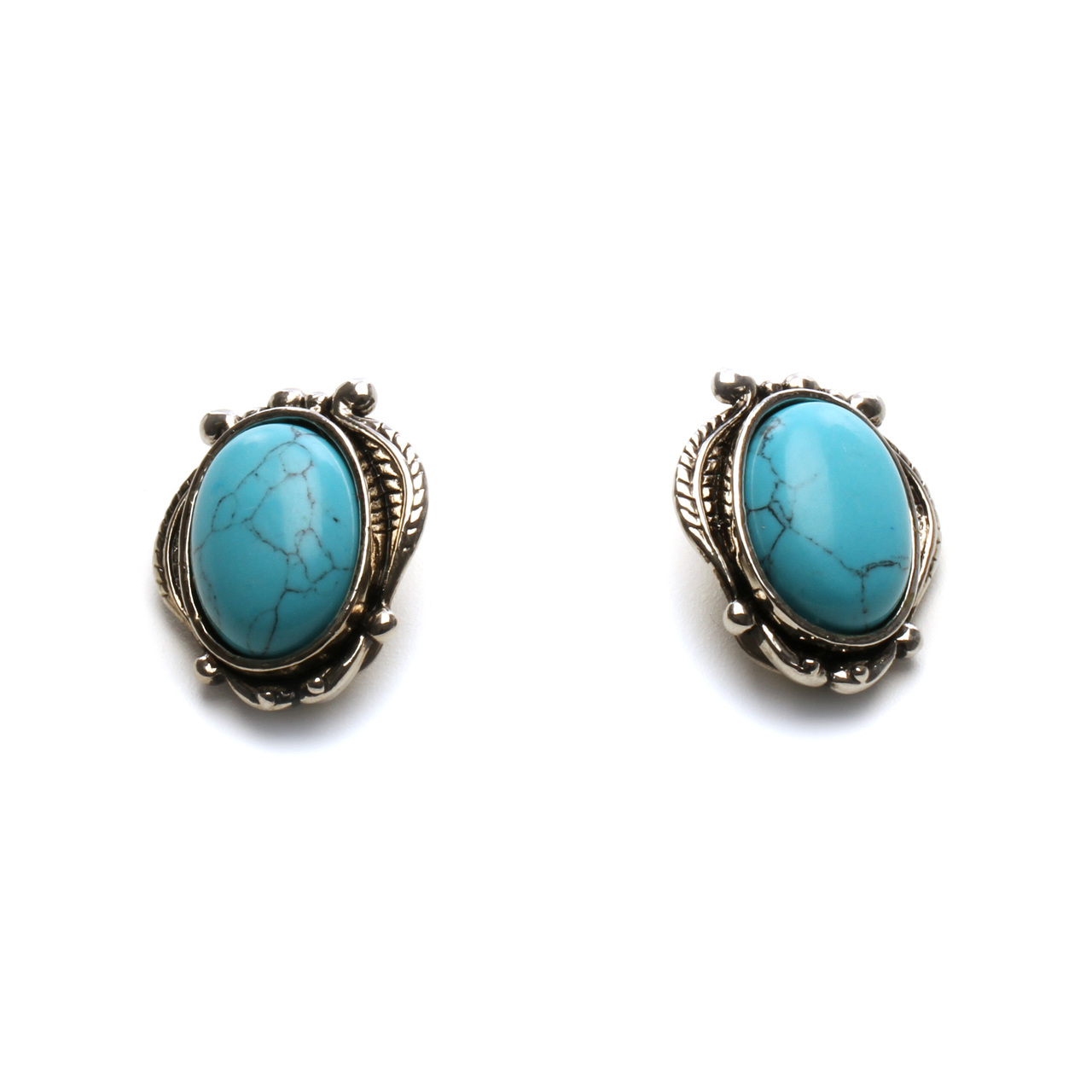 Aztec Princess Turquoise Clip Earrings